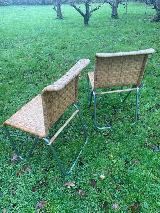 Image 1 of 5x Silla diagonal de ratán Gispen, modelo 2a