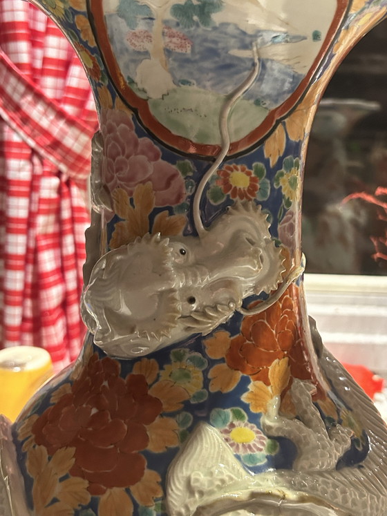 Image 1 of Japanese Hizen Shinpo porcelain maker's mark set of two vases 