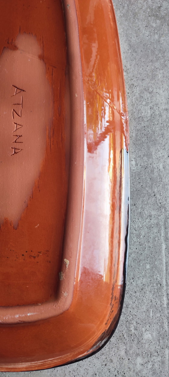 Image 1 of Plat allongé signé Thomas Buxó  atelier Atzana céramique moderniste 