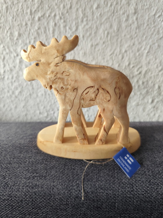Image 1 of Handmade birchwood napkin holder – moose shape | Finland