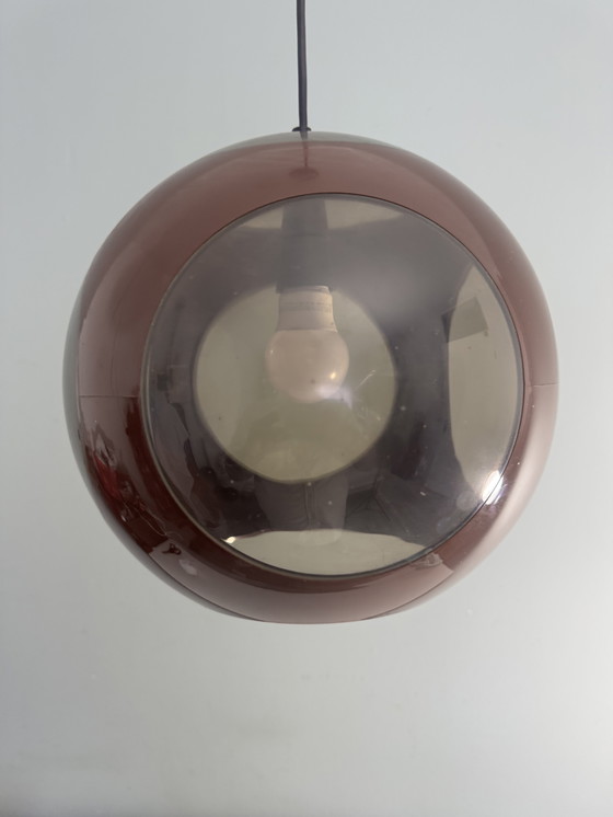 Image 1 of Vintage brown space age lamp Bug Eye pendant lamp 1970s