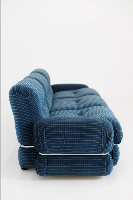 Image 1 of Blauw Fluwelen Vintage Modulaire Sofa - Italië, Jaren '70
