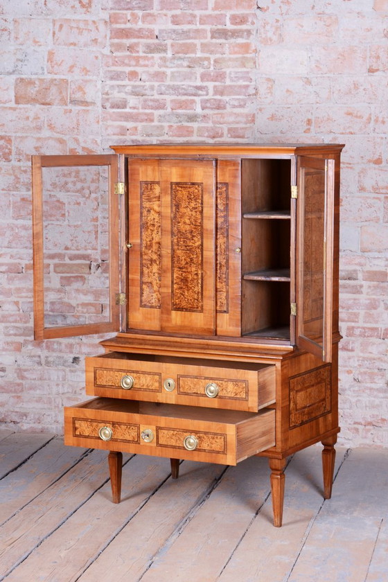 Restauriertes Empire-Sideboard, Kirschholz, wiederbelebter polnischer, tschechischer Stil, 1790er Jahre (photo 3 of 40)