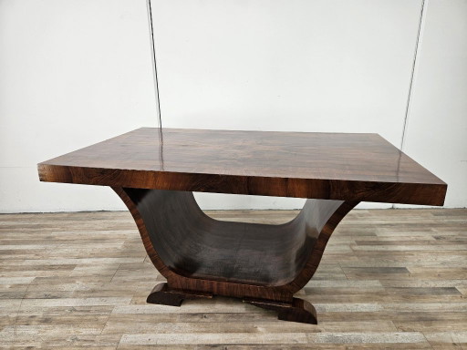 Art Decò Dining Table in Walnut Burl, 1940 – eettafels, Wood