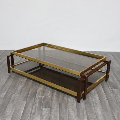 1970s Hollywood Regency Geometric Vintage Brass Coffee Table