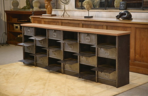 Strafor 6-column filing cabinet with oak top, 1950s