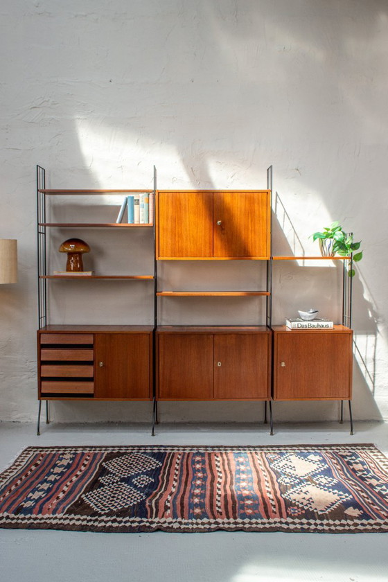 Image 1 of Vintage teak string shelf sideboard highboard 60s