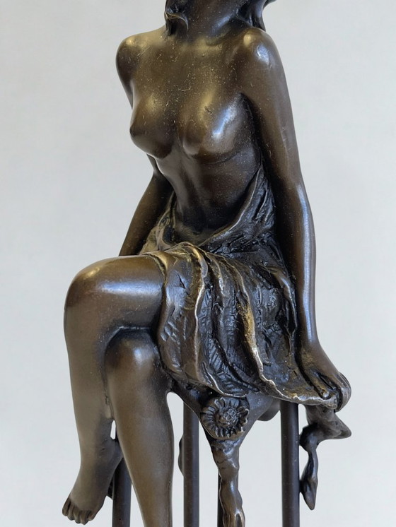 Image 1 of Superbo set di 3 sculture in bronzo firmate Collinet – stile Art Déco – 28 cm