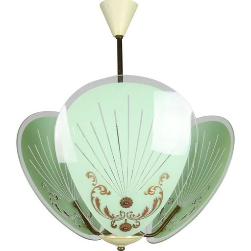 Lampada a sospensione vintage in vetro di Murano, 1950