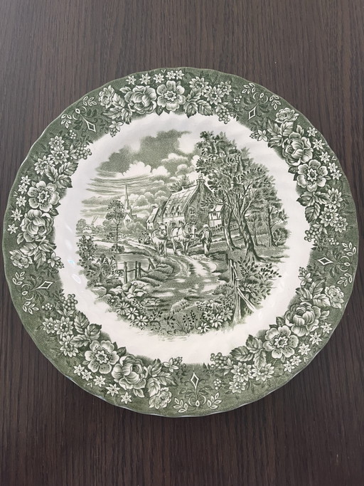 2 platos llanos de loza inglesa de 26 cm | Royal Tudor Ware & British Anchor Memory Lane
