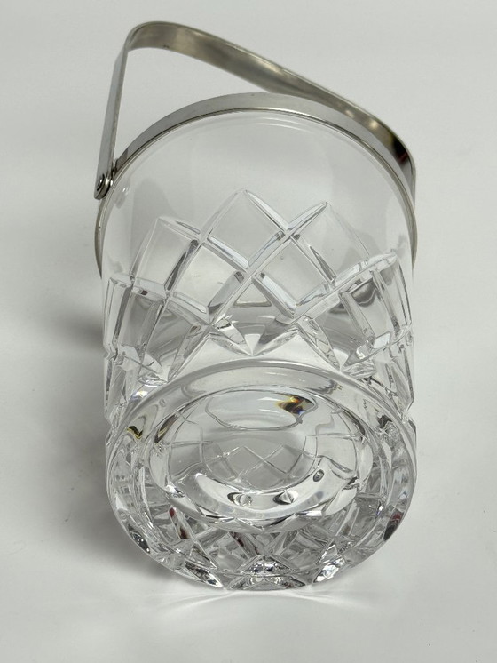 Image 1 of Mid-Century Design Hand-Cut Lead Crystal Ice Bucket with Stainless Steel Handle by C.A.L.P. Europe, 1980s