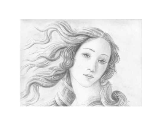 Image 1 of Original pastel drawing. Modern interpretation of Botticelli's Venus. Birth of Venus. New.