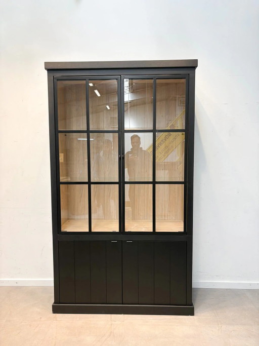 Vitrina negra con puertas de cristal – 124 cm | Vitrina moderna – vitrinekasten, Glass
