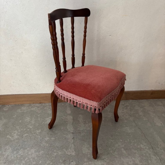 Image 1 of Wooden chair with red velvet
