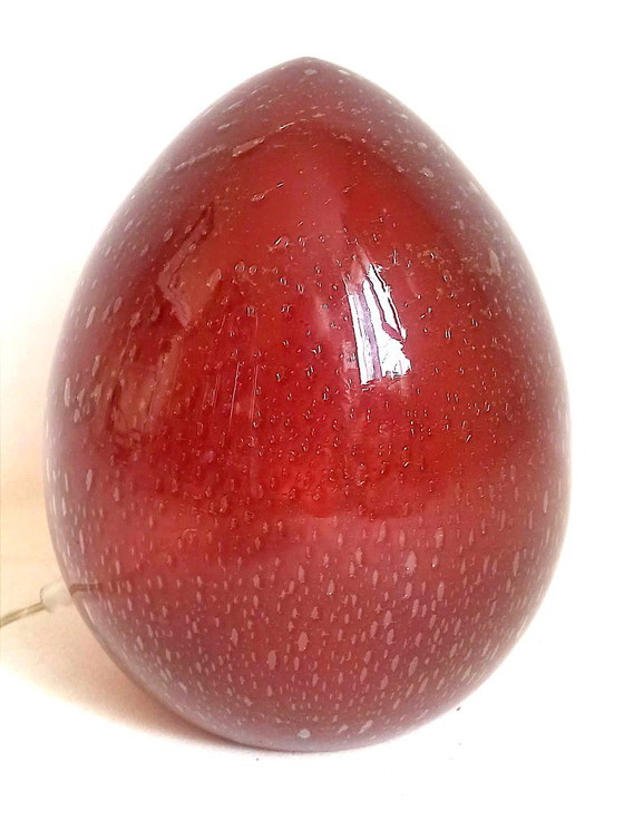 Eivormige Tafellamp Hoogte 23,6 cm, Tafellampen, Glas, Rood, Design (foto 3 van 13)
