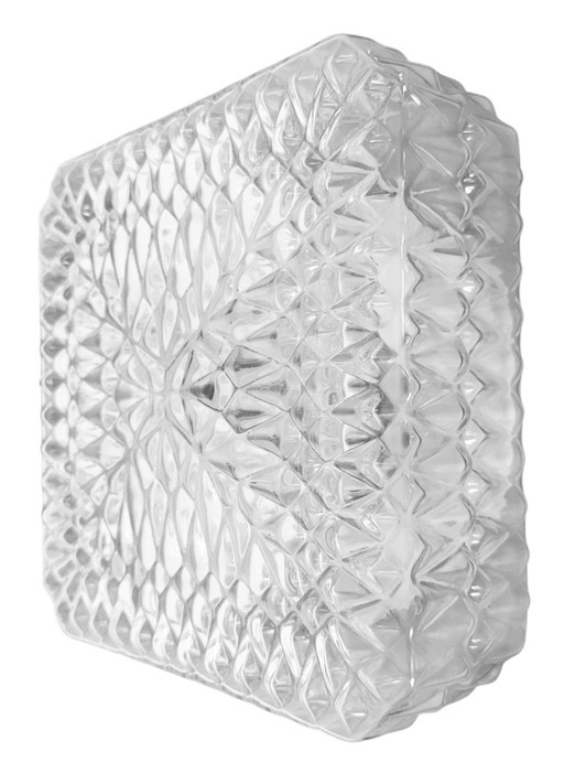 Applique murale ou plafonnier vintage en verre, années 1970 – wandlampen, Glass, Metal
