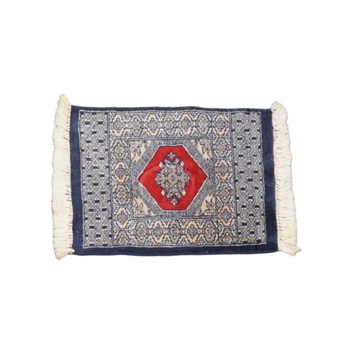 Handgeknüpfter Deko-Teppich/Tischdecke in dunkelblau und rot 47x46cm