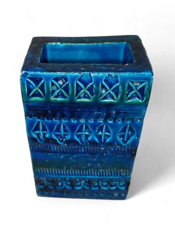 Image 1 of Bitossi Rimini Blu Rechteckvase | Aldo Londi Italian Mid-Century Art Pottery 1960s