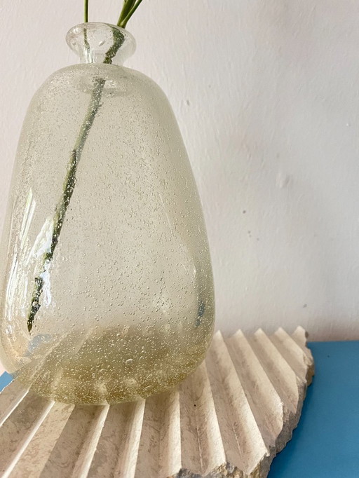 Vintage Bubble Glass Vase – Modernes, mundgeblasenes Design aus der Mitte des Jahrhunderts