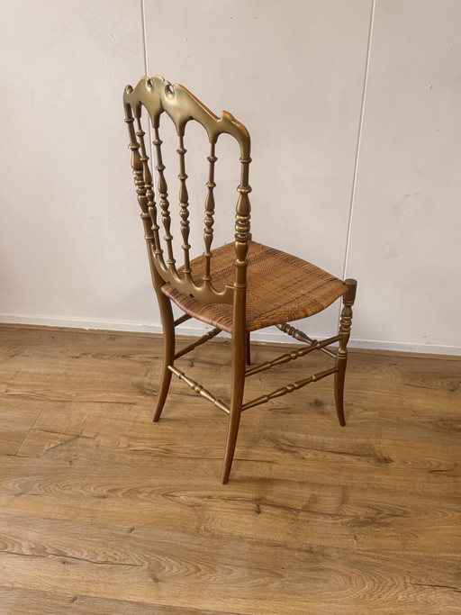 Sedia Chiavari dorata degli anni '70