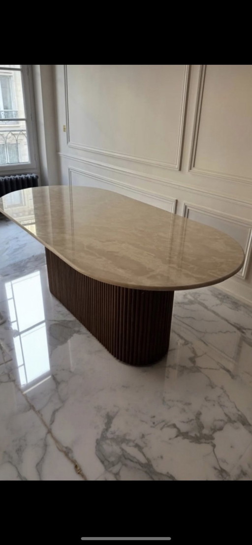Marble and wood dining table