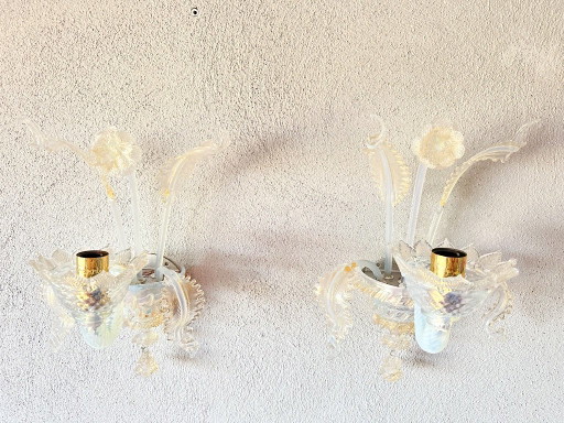 Vintage paar Murano wandlampen