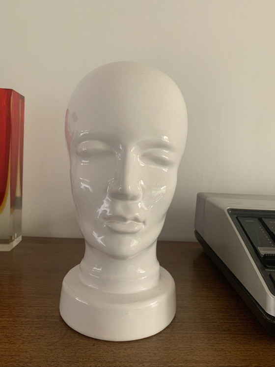 Image 1 of Vintage West German white ceramic pottery head, 60-70s