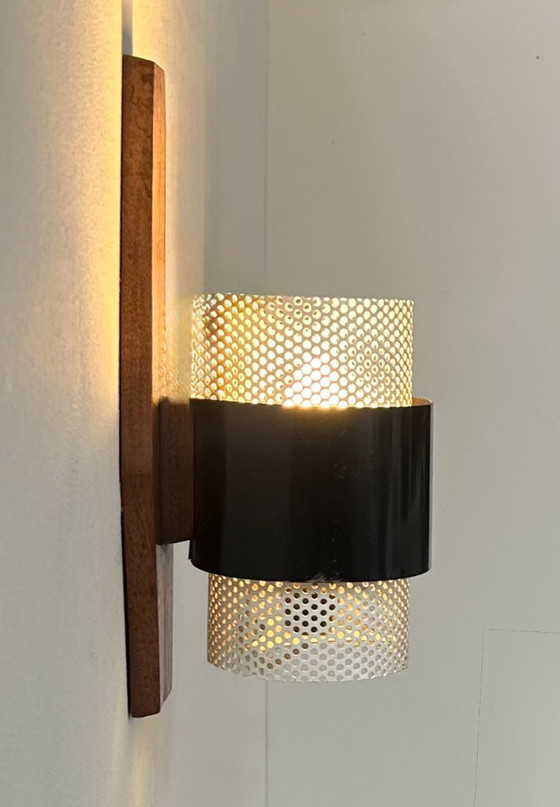 Image 1 of Applique vintage, legno, metallo laccato bianco e nero, Francia, 1950