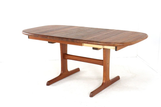 Image 1 of Dyrlund oval 1x extendable dining table teak Danish solid teak vintage