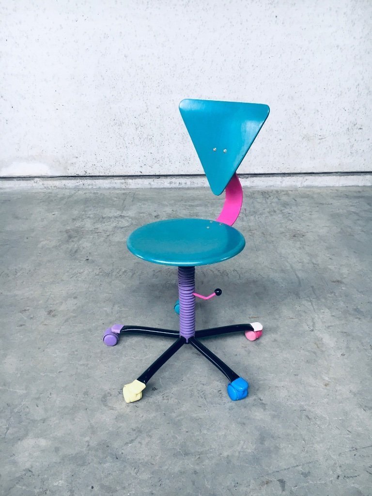1980's Memphis Design Style Colorful Desk Office Chair | €250