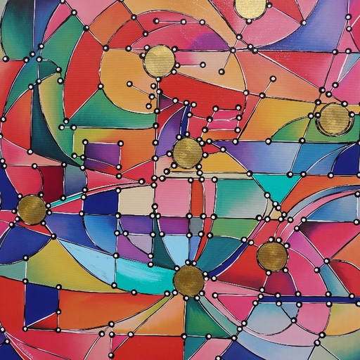 Kubisme A1361 - abstract schilderij XXL