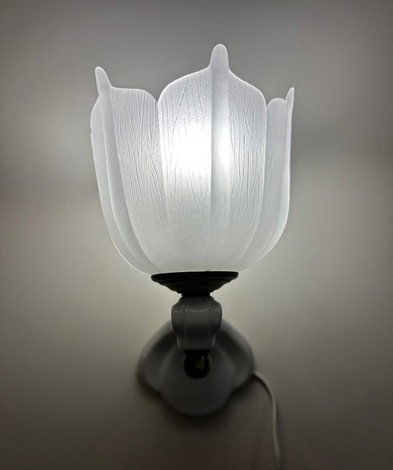 Image 1 of Par de apliques de pared de cerámica y vidrio, década de 1950.