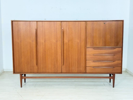 Aparador alto de teca de mediados de siglo, de la década de 1960 – Mueble para salón – Aparador – high boards, Wood