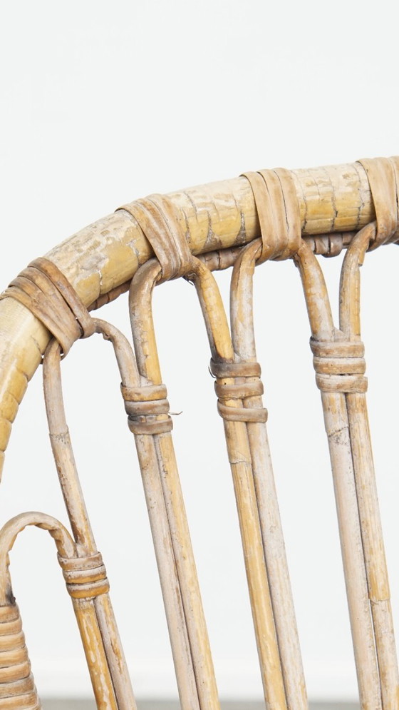 Image 1 of Dutch design rattan armchair from the 1950s with a high back