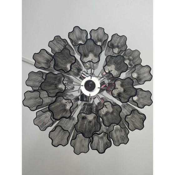 Image 1 of Lustre Tronchi gris en verre d'art italien – Style Venini