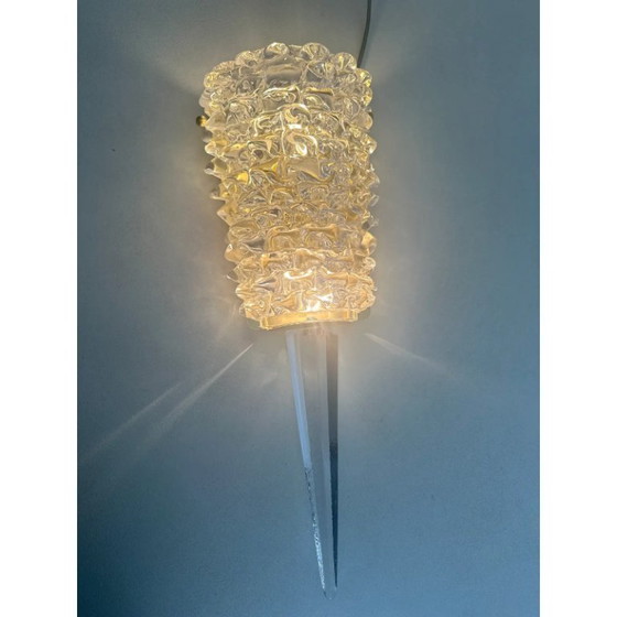 Image 1 of Een paar Art Deco Rostrato wandlampen in Barovier-stijl met helder Italiaans Muranoglas