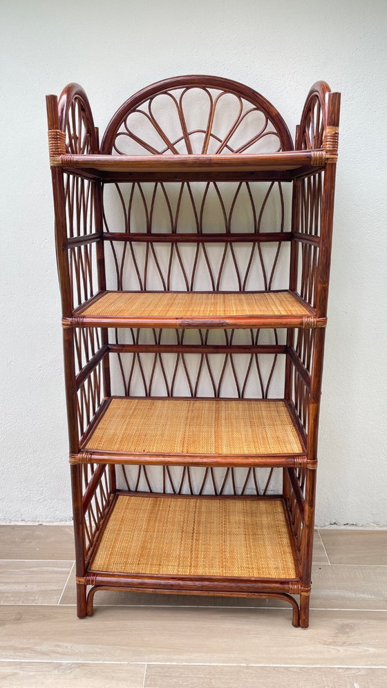 Image 1 of Libreria vintage in vimini e rattan