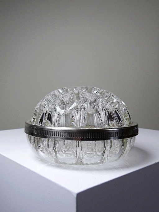 Large crystal flower spike with vintage Reims silver-plated metal hoop 31 honeycombs