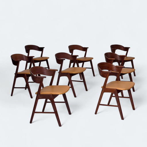 1960s, Danish design by Kai Kristensen, model 32, set of 8 dinning chairs.