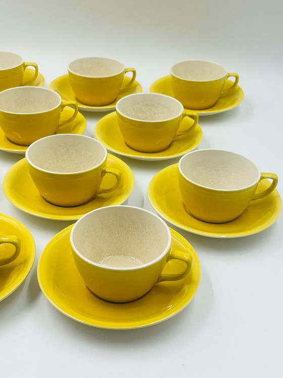 Image 1 of Vintage Boch Belgium 10-cup yellow tea set