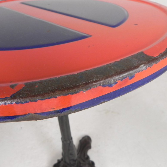 Image 1 of Bistro table with cast iron leg and traffic sign as top, 1920s, Paris