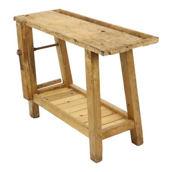 Image 1 of Antiguo banco de trabajo de madera maciza