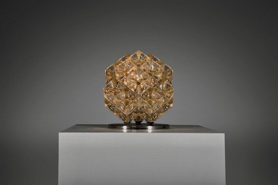 Image 1 of Albano Poli 'Eclisse' tafellamp van Poliarte, glas en chroom, Italië 1968