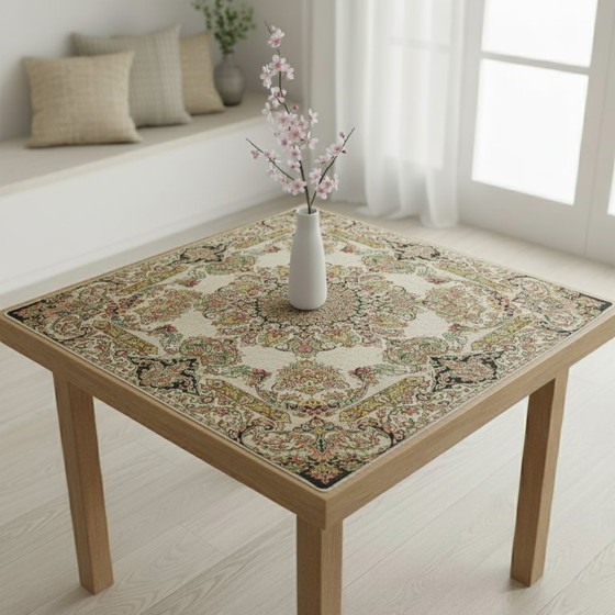 Image 1 of Tovaglia orientale fatta a mano, finemente lavorata con fili di seta, 100 x 100 cm