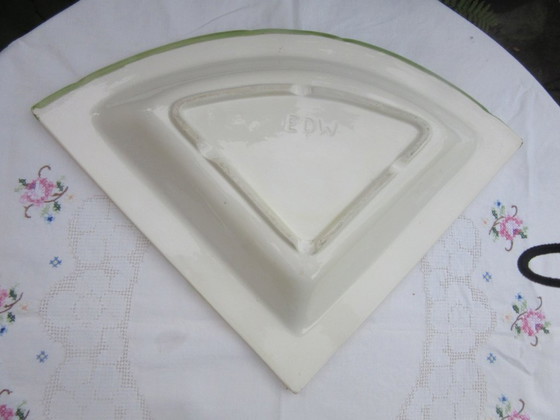 Oliva Rustica by Clay Art-EDW-Grote keramische driehoekige serveerschaal/bord vintage – Schalen, Ceramic (photo 7 of 11)