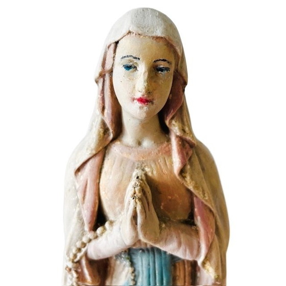 Image 1 of Vintage Marian statue pink details