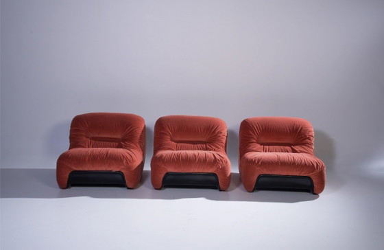 ‘MALU’ LOUNGE CHAIRS BY DIEGO MATTU FOR 1 P, ITALY 1970S, 1P, Armchairs, Textile, Red (photo 4 of 5)