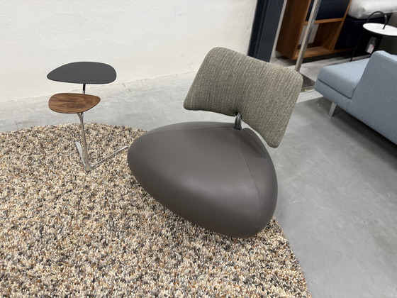 Image 1 of Poltrona Leolux Pallone Grigio Pelle Tessuto Verde