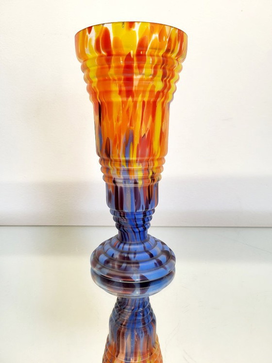 Image 1 of Art Deco vaas, “spatter”, Boheems glas, Wilhelm Kralik Söhne, Tsjechië, 1930