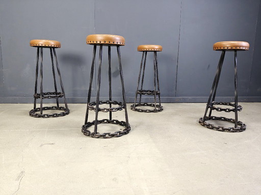 Brutalistische barkrukken, 1970 - set van 4